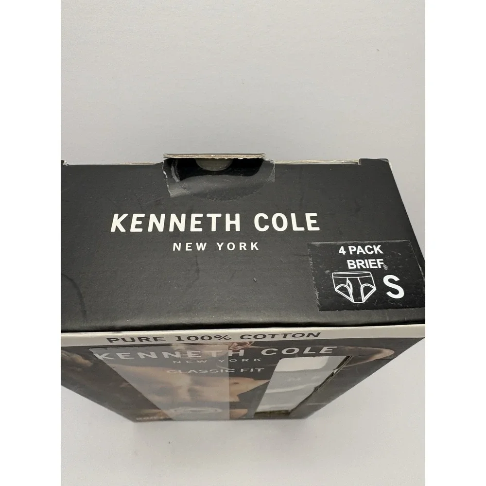 (NEW)  Kenneth Cole 4 Pack Briefs Men's  Small Black 100% Cotton Tag Free Soft